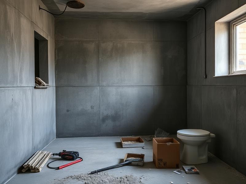 Tradesmen waiting on an unfinished floor during a renovation