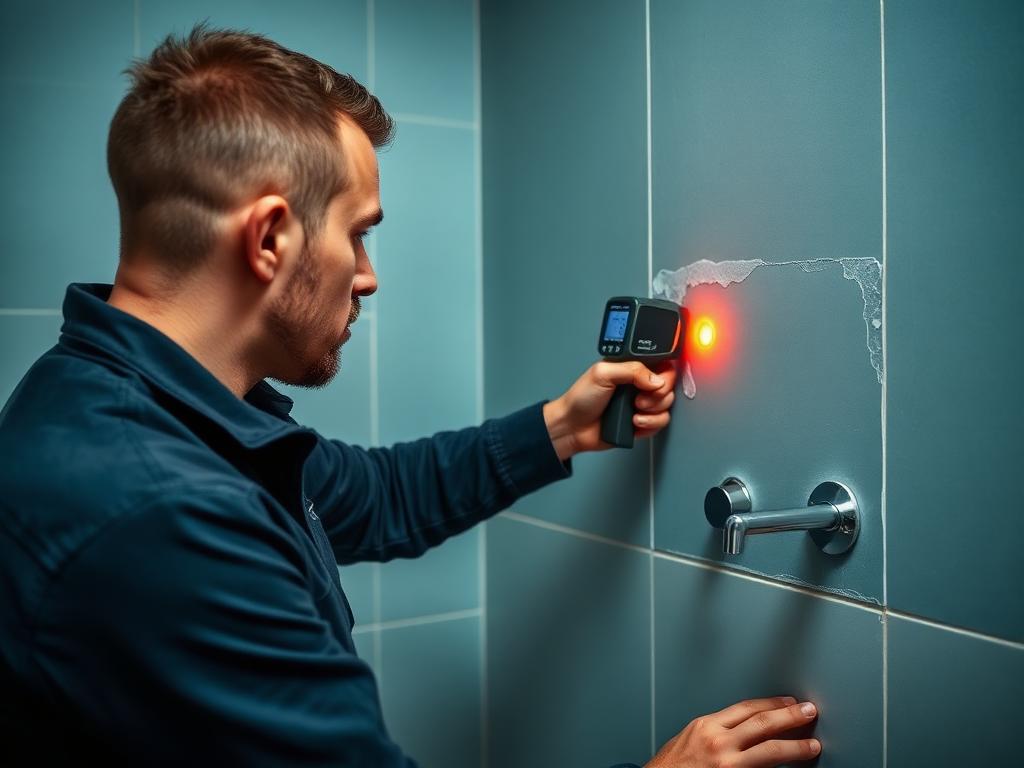 Leak detection on a bathroom wall
